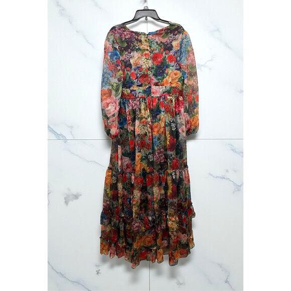 Floral Boho Dress Maxi Sheer Lined Whimsical Fairycore v-neck size XL Toleen New - Picture 5 of 5